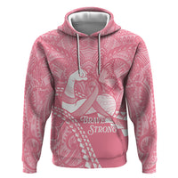 Personalised Polynesia Breast Cancer Awareness Zip Hoodie Brave Strong Butterfly Pink Ribbon