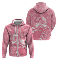 Personalised Polynesia Breast Cancer Awareness Zip Hoodie Brave Strong Butterfly Pink Ribbon