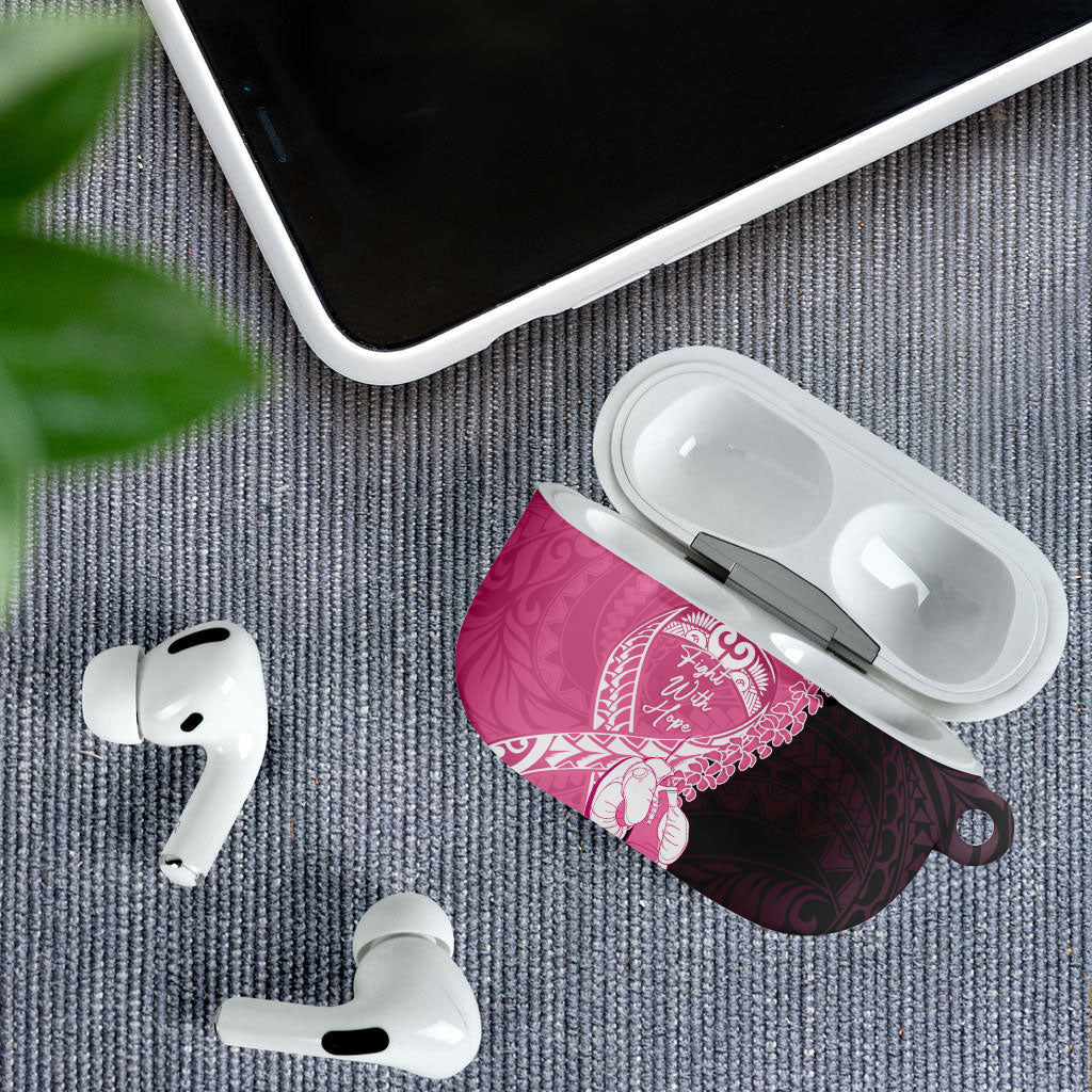 Polynesia Breast Cancer Awareness AirPods Case Fight With Hope Pink Ribbon Boxing Gloves