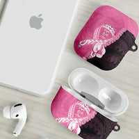 Polynesia Breast Cancer Awareness AirPods Case Fight With Hope Pink Ribbon Boxing Gloves