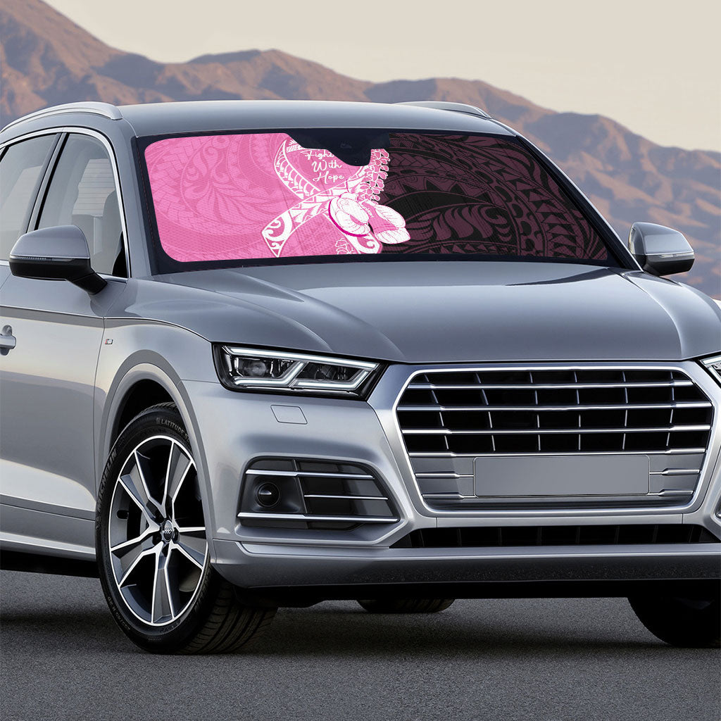 Polynesia Breast Cancer Awareness Auto Sun Shade Fight With Hope Pink Ribbon Boxing Gloves