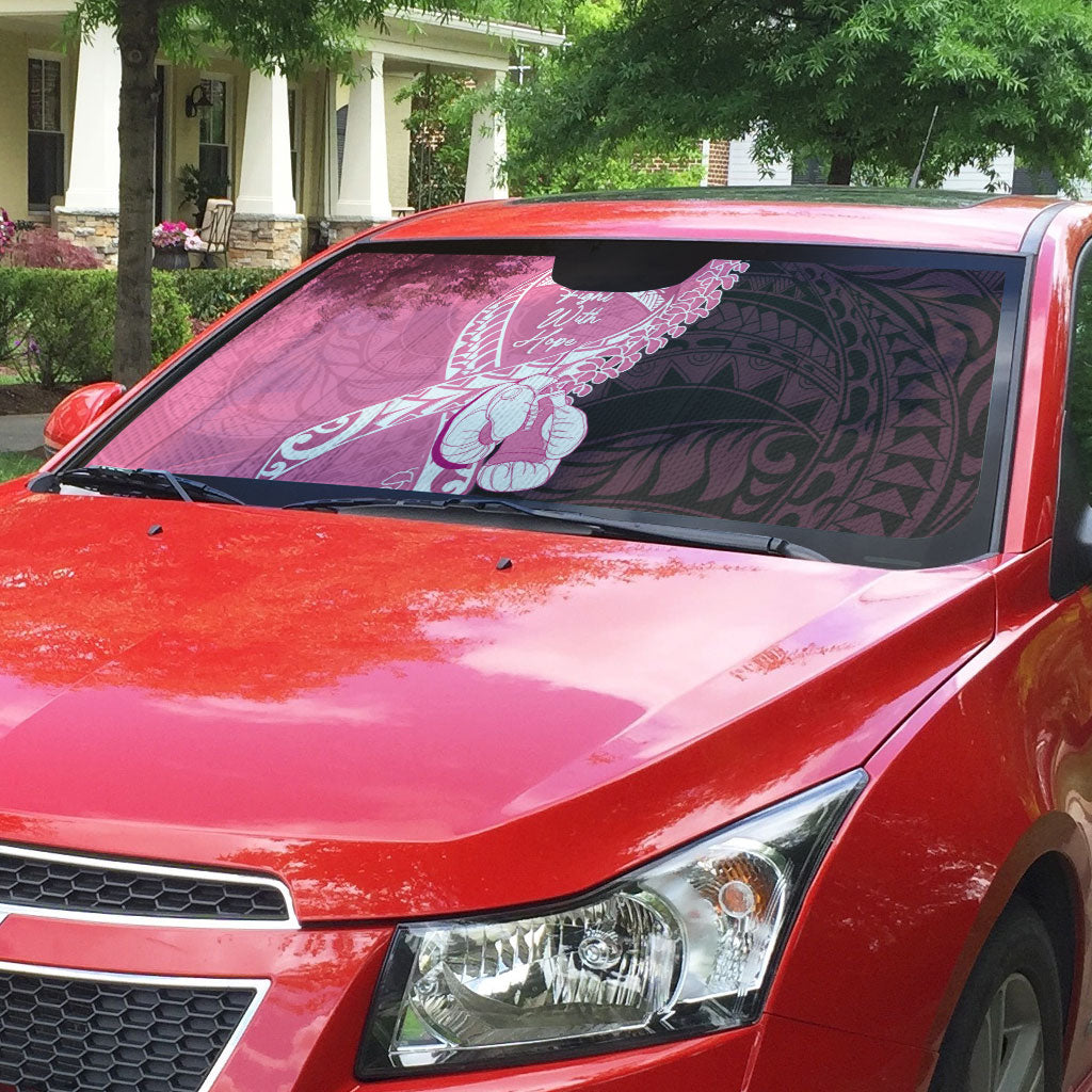 Polynesia Breast Cancer Awareness Auto Sun Shade Fight With Hope Pink Ribbon Boxing Gloves