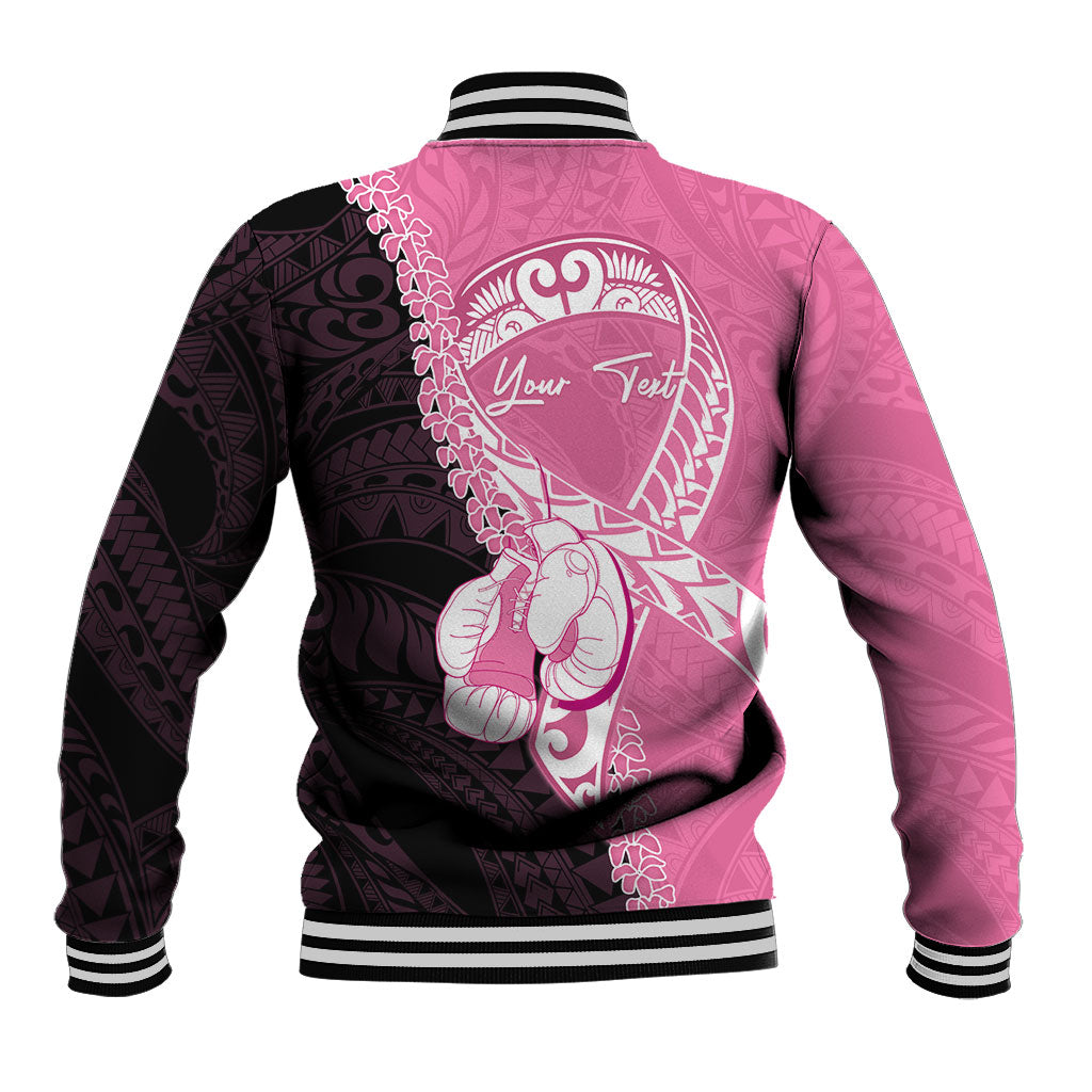 Personalised Polynesia Breast Cancer Awareness Baseball Jacket Fight With Hope Pink Ribbon Boxing Gloves