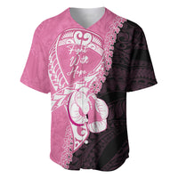 Personalised Polynesia Breast Cancer Awareness Baseball Jersey Fight With Hope Pink Ribbon Boxing Gloves