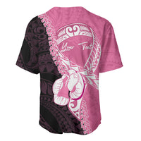 Personalised Polynesia Breast Cancer Awareness Baseball Jersey Fight With Hope Pink Ribbon Boxing Gloves