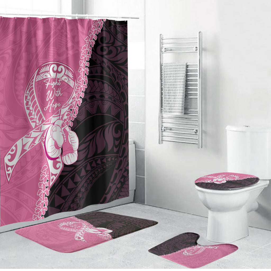 Polynesia Breast Cancer Awareness Bathroom Set Fight With Hope Pink Ribbon Boxing Gloves