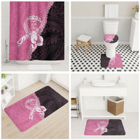 Polynesia Breast Cancer Awareness Bathroom Set Fight With Hope Pink Ribbon Boxing Gloves