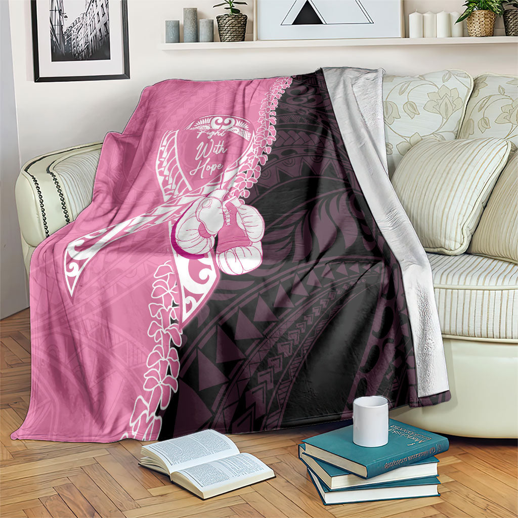 Polynesia Breast Cancer Awareness Blanket Fight With Hope Pink Ribbon Boxing Gloves