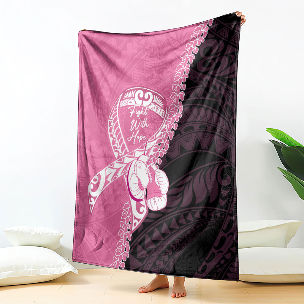 Polynesia Breast Cancer Awareness Blanket Fight With Hope Pink Ribbon Boxing Gloves