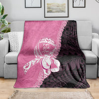 Polynesia Breast Cancer Awareness Blanket Fight With Hope Pink Ribbon Boxing Gloves