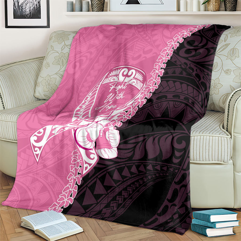 Polynesia Breast Cancer Awareness Blanket Fight With Hope Pink Ribbon Boxing Gloves