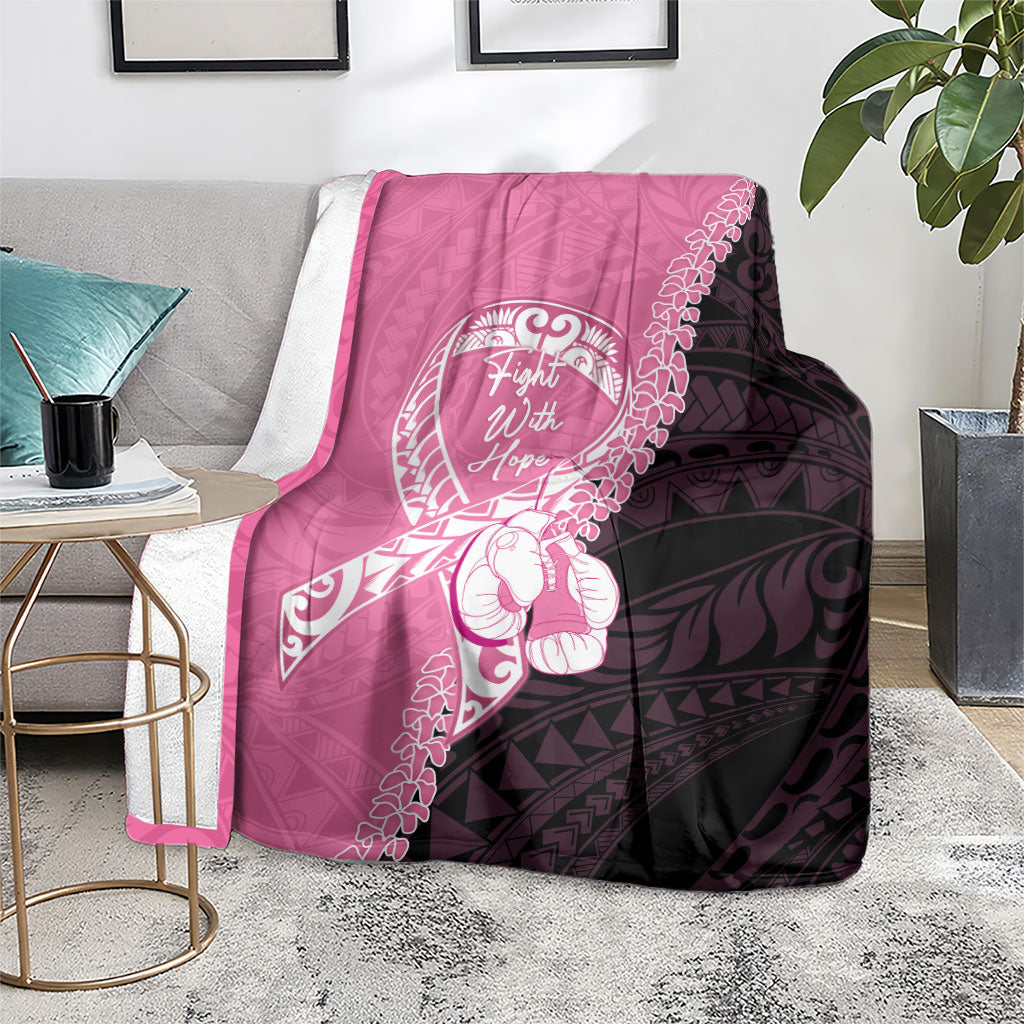 Polynesia Breast Cancer Awareness Blanket Fight With Hope Pink Ribbon Boxing Gloves
