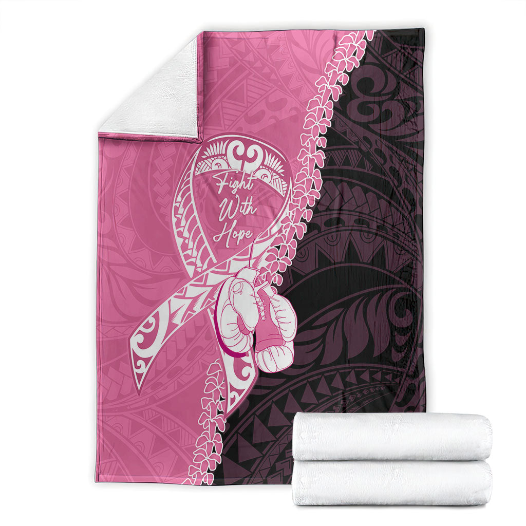 Polynesia Breast Cancer Awareness Blanket Fight With Hope Pink Ribbon Boxing Gloves