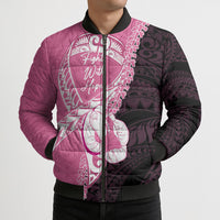 Personalised Polynesia Breast Cancer Awareness Bomber Puffer Jacket Fight With Hope Pink Ribbon Boxing Gloves
