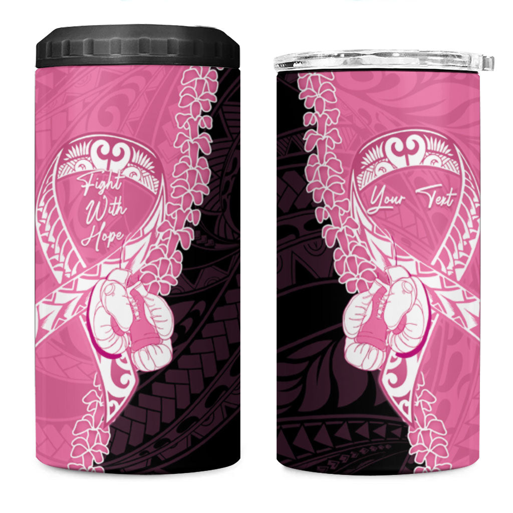 Personalised Polynesia Breast Cancer Awareness 4 in 1 Can Cooler Tumbler Fight With Hope Pink Ribbon Boxing Gloves