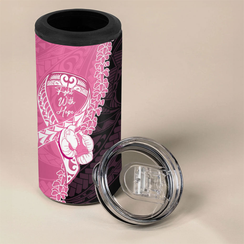 Personalised Polynesia Breast Cancer Awareness 4 in 1 Can Cooler Tumbler Fight With Hope Pink Ribbon Boxing Gloves