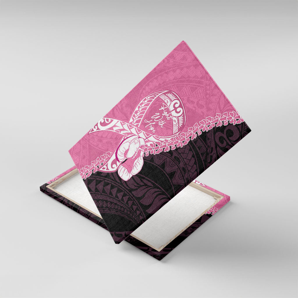Polynesia Breast Cancer Awareness Canvas Wall Art Fight With Hope Pink Ribbon Boxing Gloves