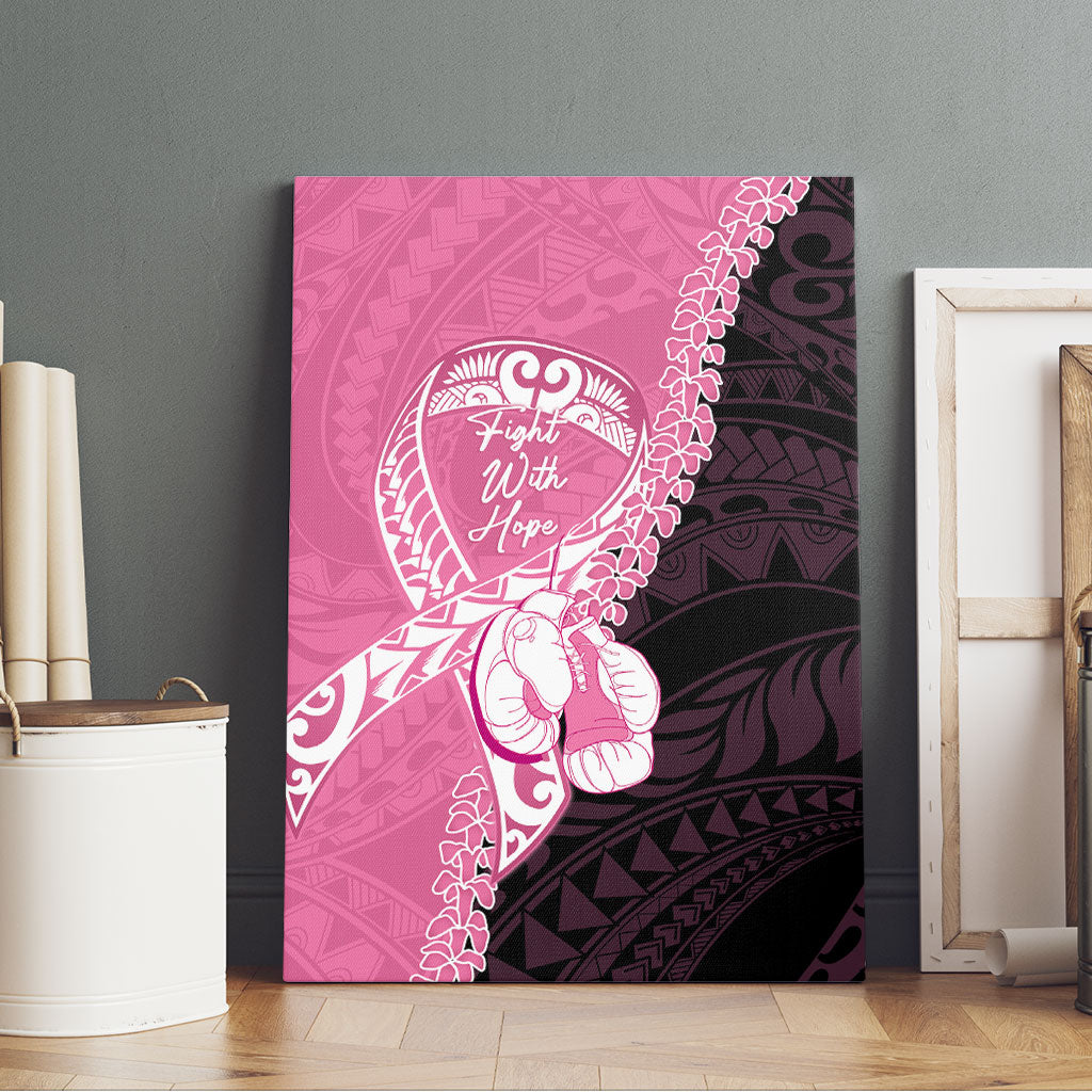 Polynesia Breast Cancer Awareness Canvas Wall Art Fight With Hope Pink Ribbon Boxing Gloves