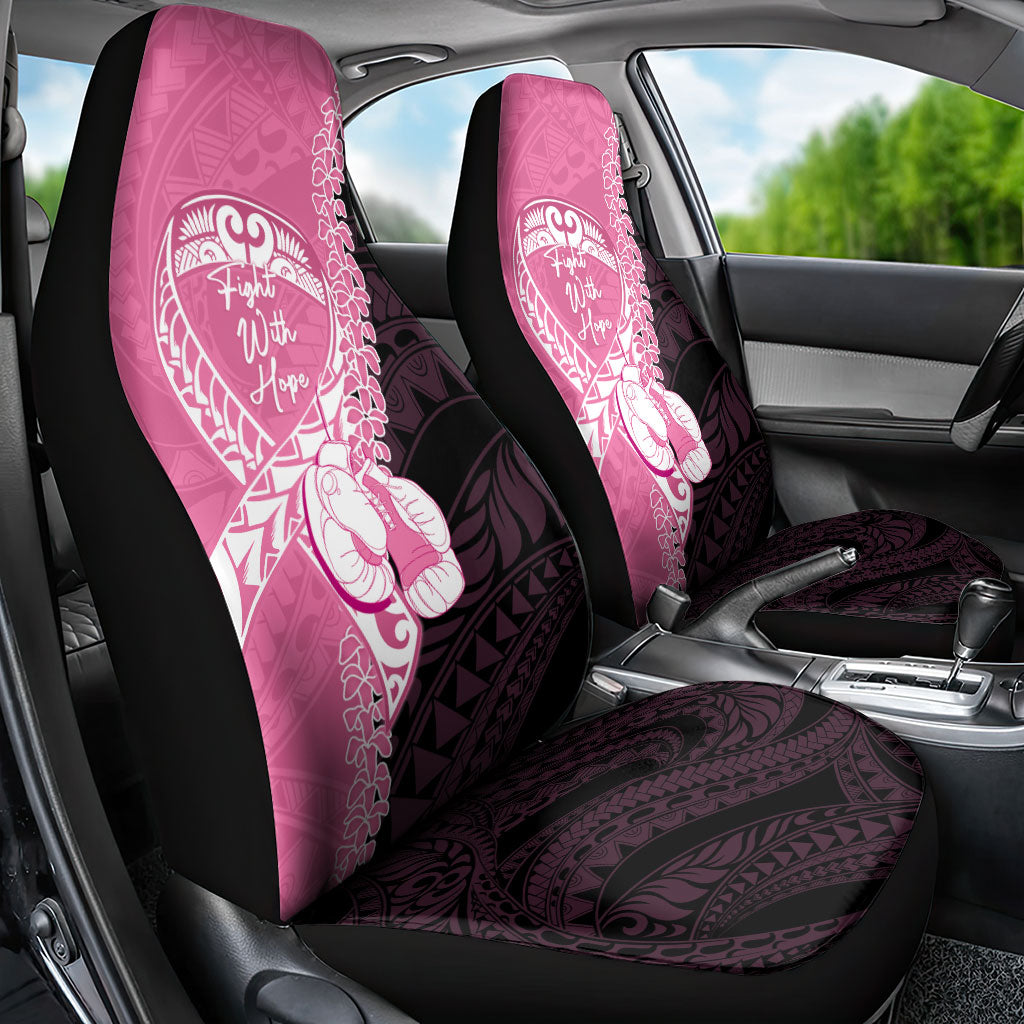 Polynesia Breast Cancer Awareness Car Seat Cover Fight With Hope Pink Ribbon Boxing Gloves
