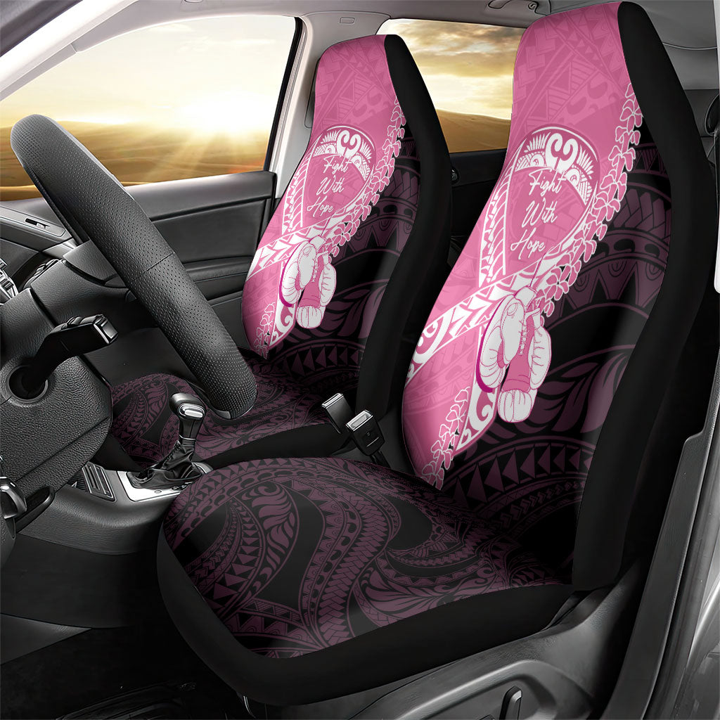 Polynesia Breast Cancer Awareness Car Seat Cover Fight With Hope Pink Ribbon Boxing Gloves