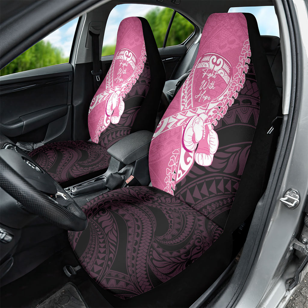 Polynesia Breast Cancer Awareness Car Seat Cover Fight With Hope Pink Ribbon Boxing Gloves
