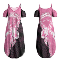 Personalised Polynesia Breast Cancer Awareness Couples Matching Summer Maxi Dress and Hawaiian Shirt Fight With Hope Pink Ribbon Boxing Gloves