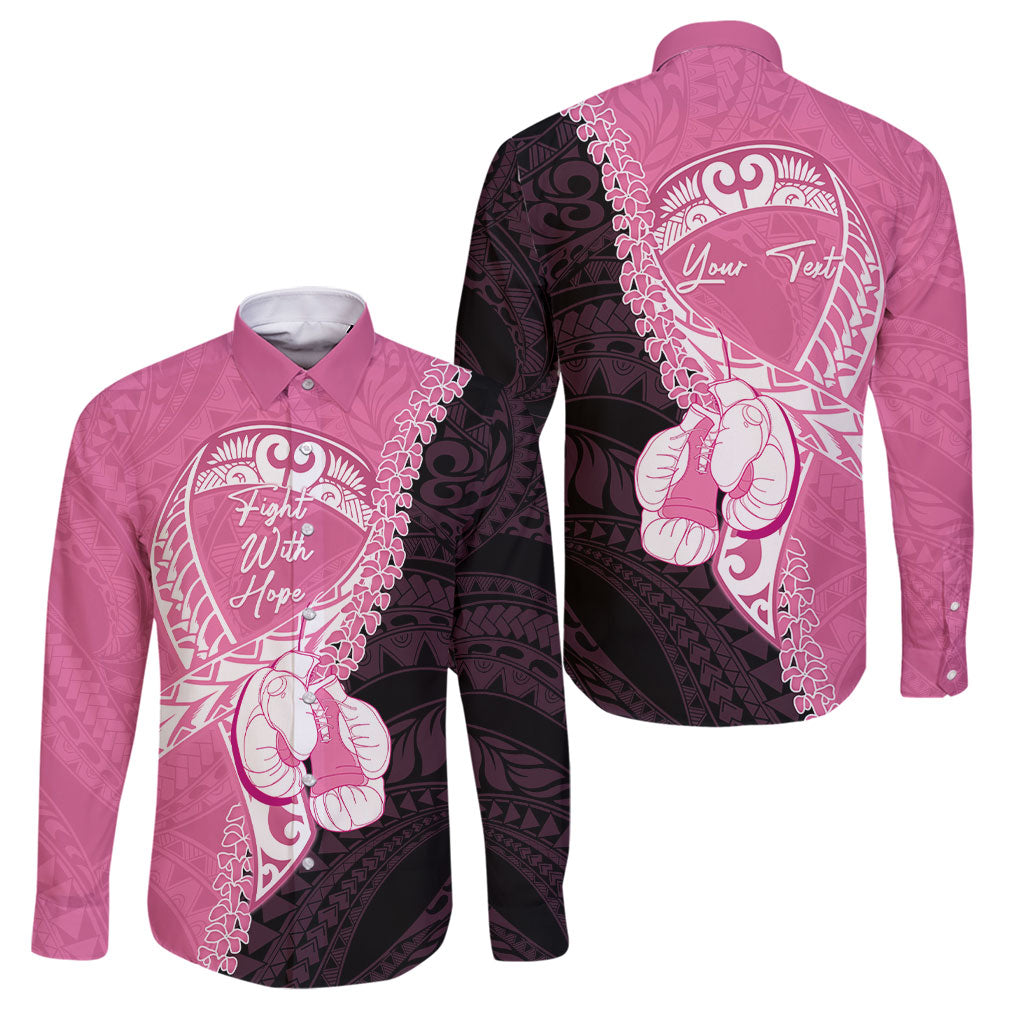 Personalised Polynesia Breast Cancer Awareness Family Matching Summer Maxi Dress and Hawaiian Shirt Fight With Hope Pink Ribbon Boxing Gloves