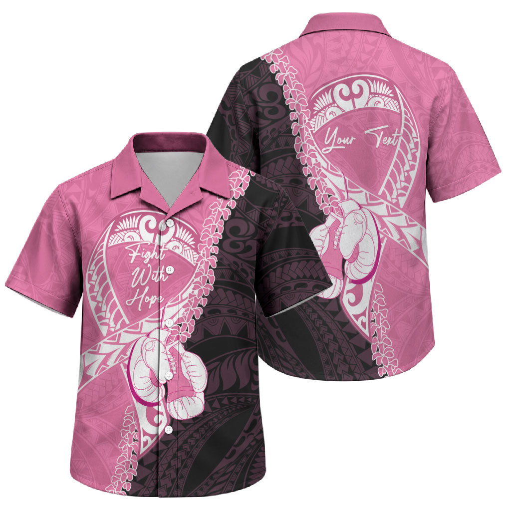 Personalised Polynesia Breast Cancer Awareness Family Matching Summer Maxi Dress and Hawaiian Shirt Fight With Hope Pink Ribbon Boxing Gloves