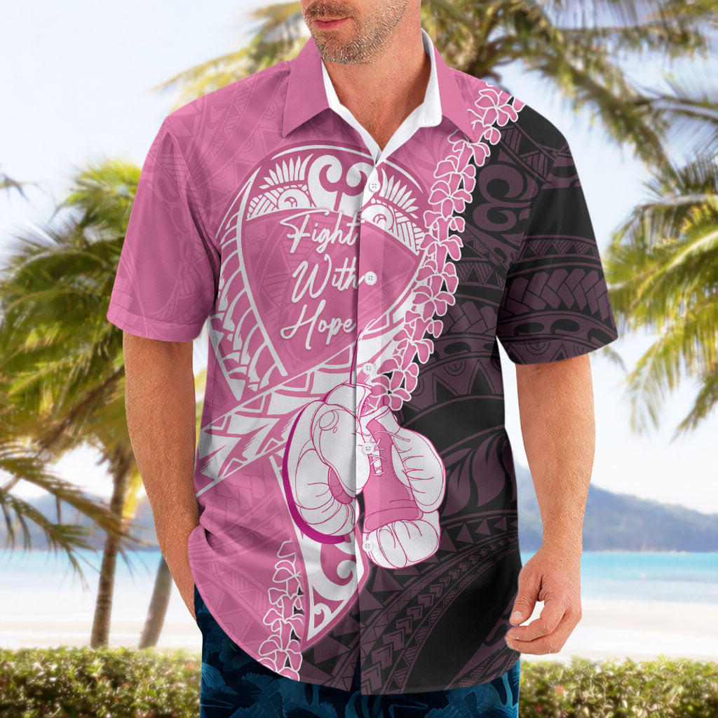Personalised Polynesia Breast Cancer Awareness Hawaiian Shirt Fight With Hope Pink Ribbon Boxing Gloves