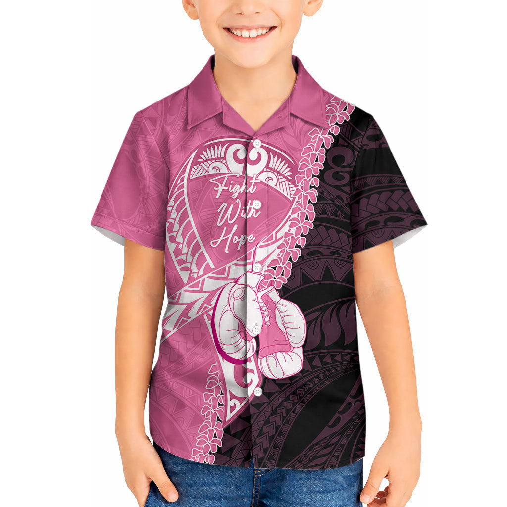 Personalised Polynesia Breast Cancer Awareness Hawaiian Shirt Fight With Hope Pink Ribbon Boxing Gloves