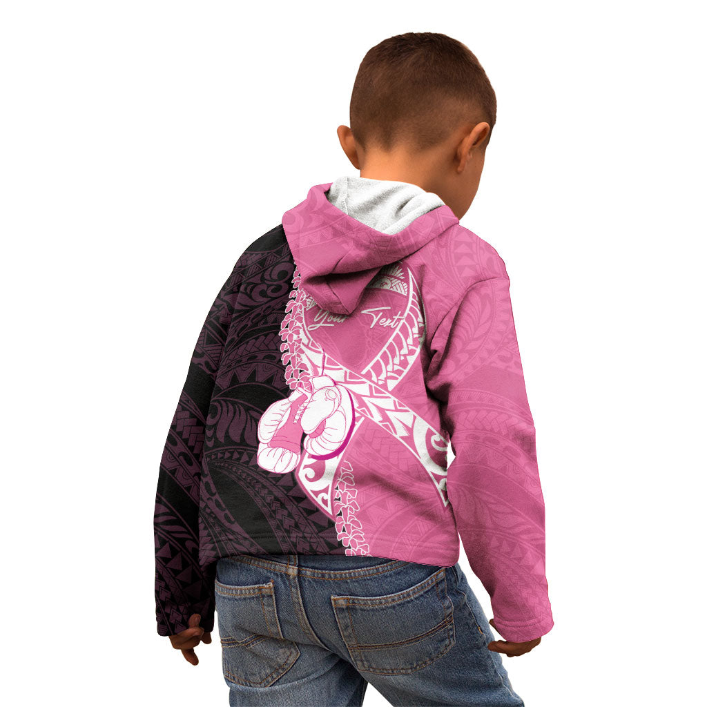 Personalised Polynesia Breast Cancer Awareness Kid Hoodie Fight With Hope Pink Ribbon Boxing Gloves