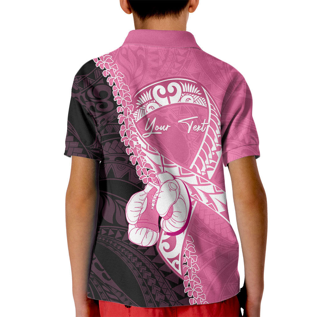 Personalised Polynesia Breast Cancer Awareness Kid Polo Shirt Fight With Hope Pink Ribbon Boxing Gloves