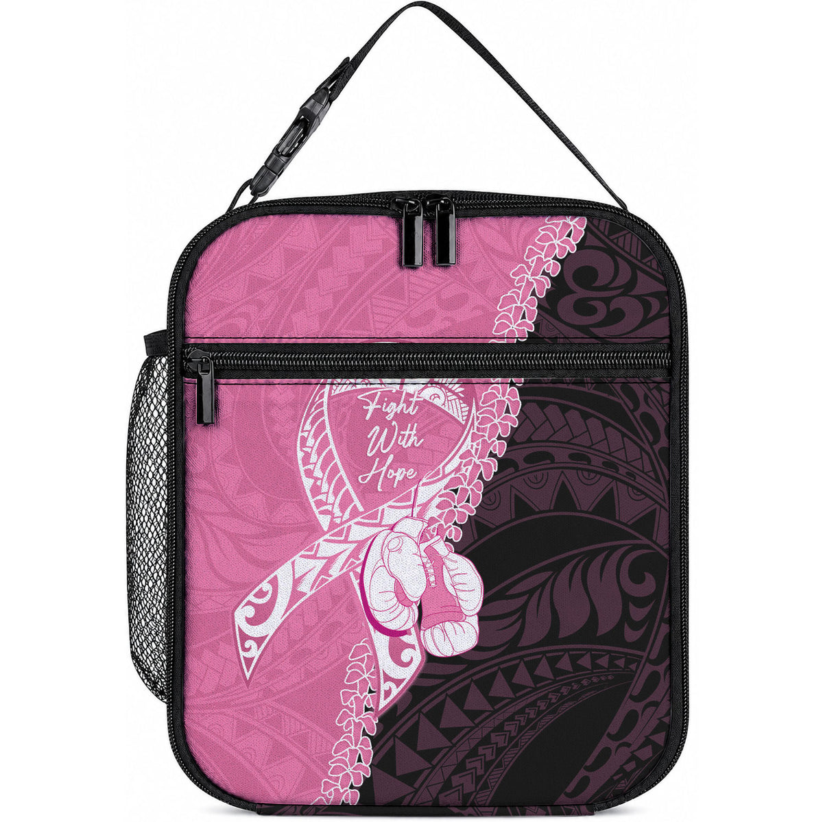Polynesia Breast Cancer Awareness Lunch Bag Fight With Hope Pink Ribbon Boxing Gloves