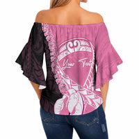 Personalised Polynesia Breast Cancer Awareness Off Shoulder Wrap Waist Top Fight With Hope Pink Ribbon Boxing Gloves