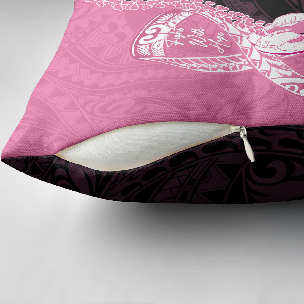 Polynesia Breast Cancer Awareness Pillow Cover Fight With Hope Pink Ribbon Boxing Gloves