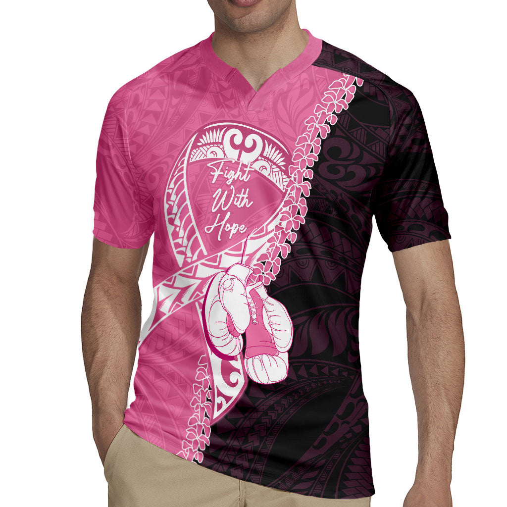 Personalised Polynesia Breast Cancer Awareness Rugby Jersey Fight With Hope Pink Ribbon Boxing Gloves