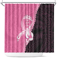 Polynesia Breast Cancer Awareness Shower Curtain Fight With Hope Pink Ribbon Boxing Gloves