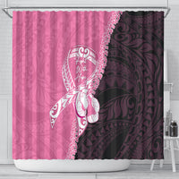 Polynesia Breast Cancer Awareness Shower Curtain Fight With Hope Pink Ribbon Boxing Gloves