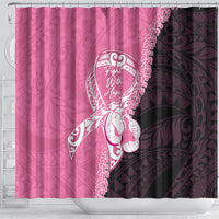 Polynesia Breast Cancer Awareness Shower Curtain Fight With Hope Pink Ribbon Boxing Gloves