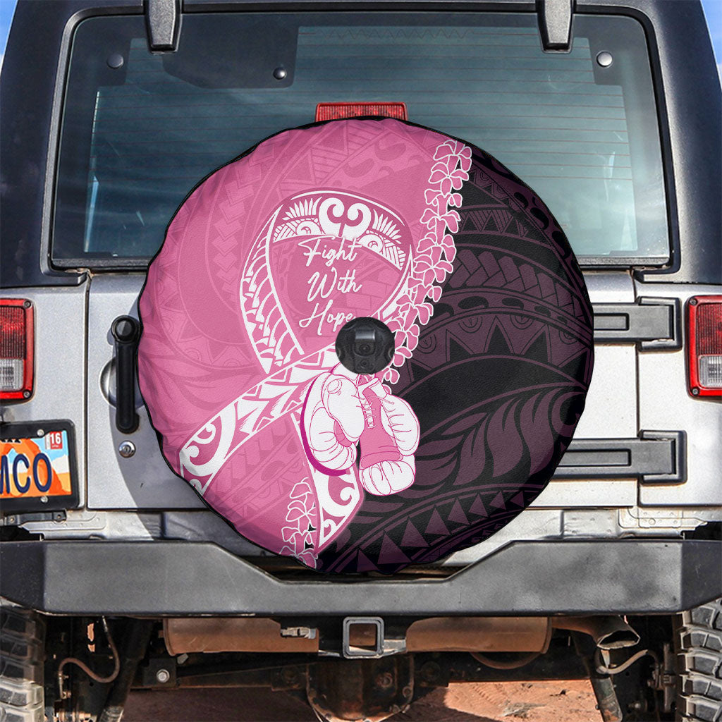Polynesia Breast Cancer Awareness Spare Tire Cover Fight With Hope Pink Ribbon Boxing Gloves