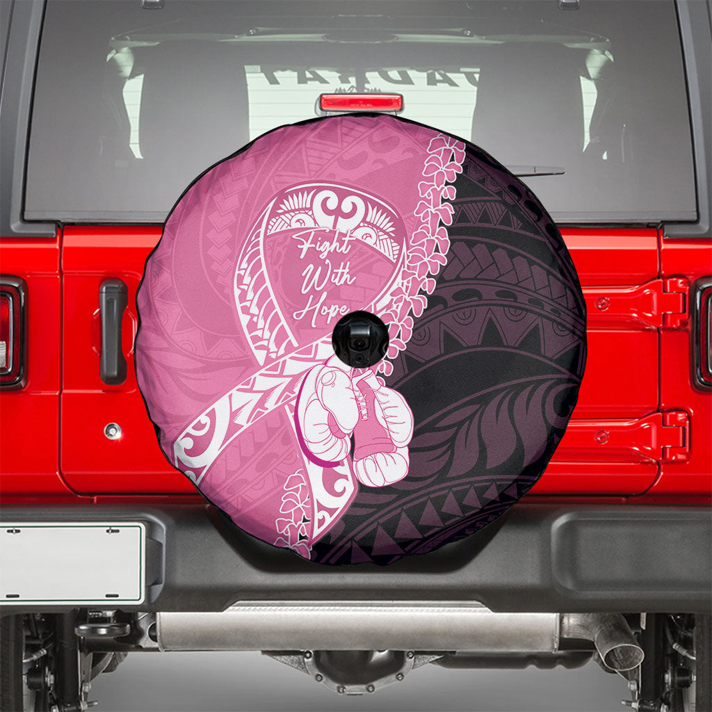 Polynesia Breast Cancer Awareness Spare Tire Cover Fight With Hope Pink Ribbon Boxing Gloves