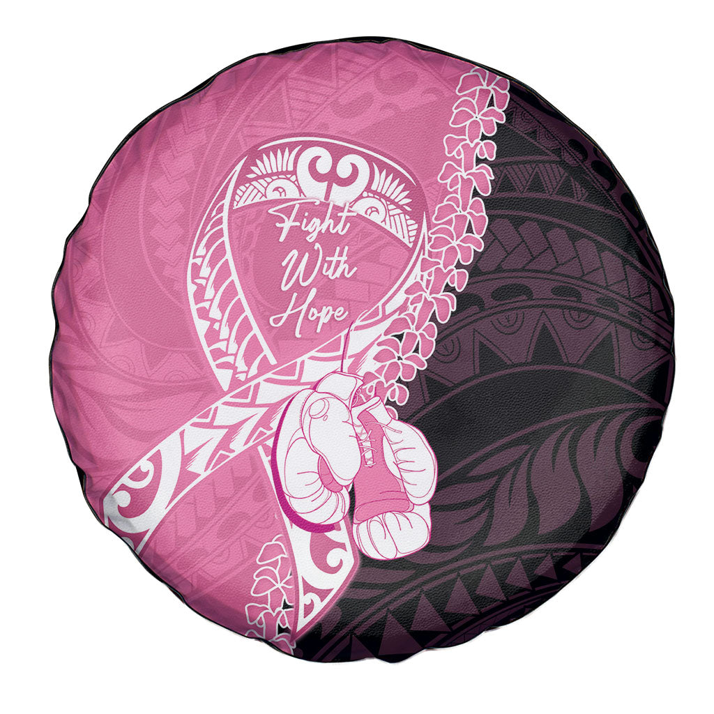 Polynesia Breast Cancer Awareness Spare Tire Cover Fight With Hope Pink Ribbon Boxing Gloves