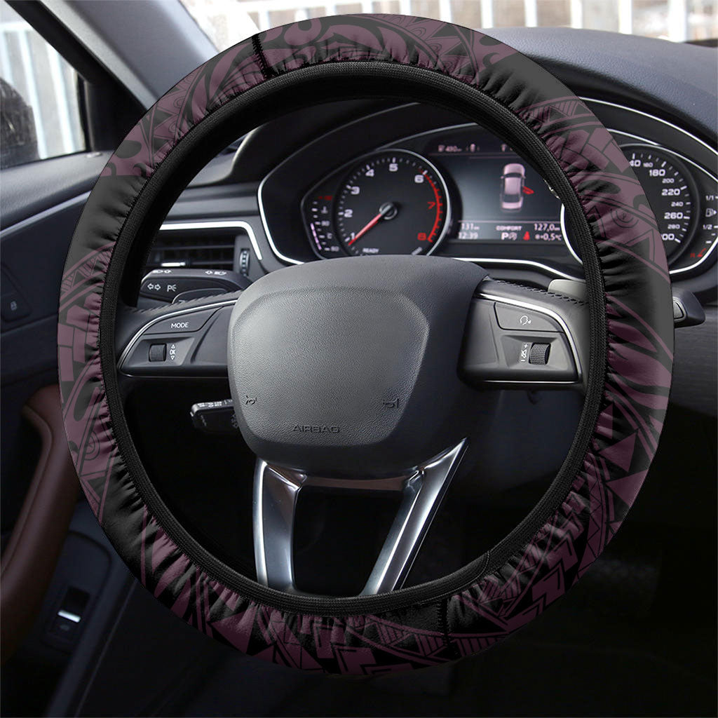 Polynesia Breast Cancer Awareness Steering Wheel Cover Fight With Hope Pink Ribbon Boxing Gloves