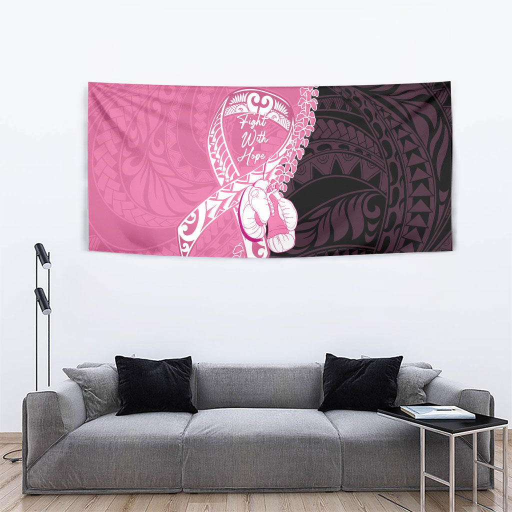 Polynesia Breast Cancer Awareness Tapestry Fight With Hope Pink Ribbon Boxing Gloves