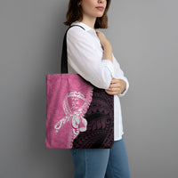 Polynesia Breast Cancer Awareness Tote Bag Fight With Hope Pink Ribbon Boxing Gloves