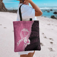 Polynesia Breast Cancer Awareness Tote Bag Fight With Hope Pink Ribbon Boxing Gloves