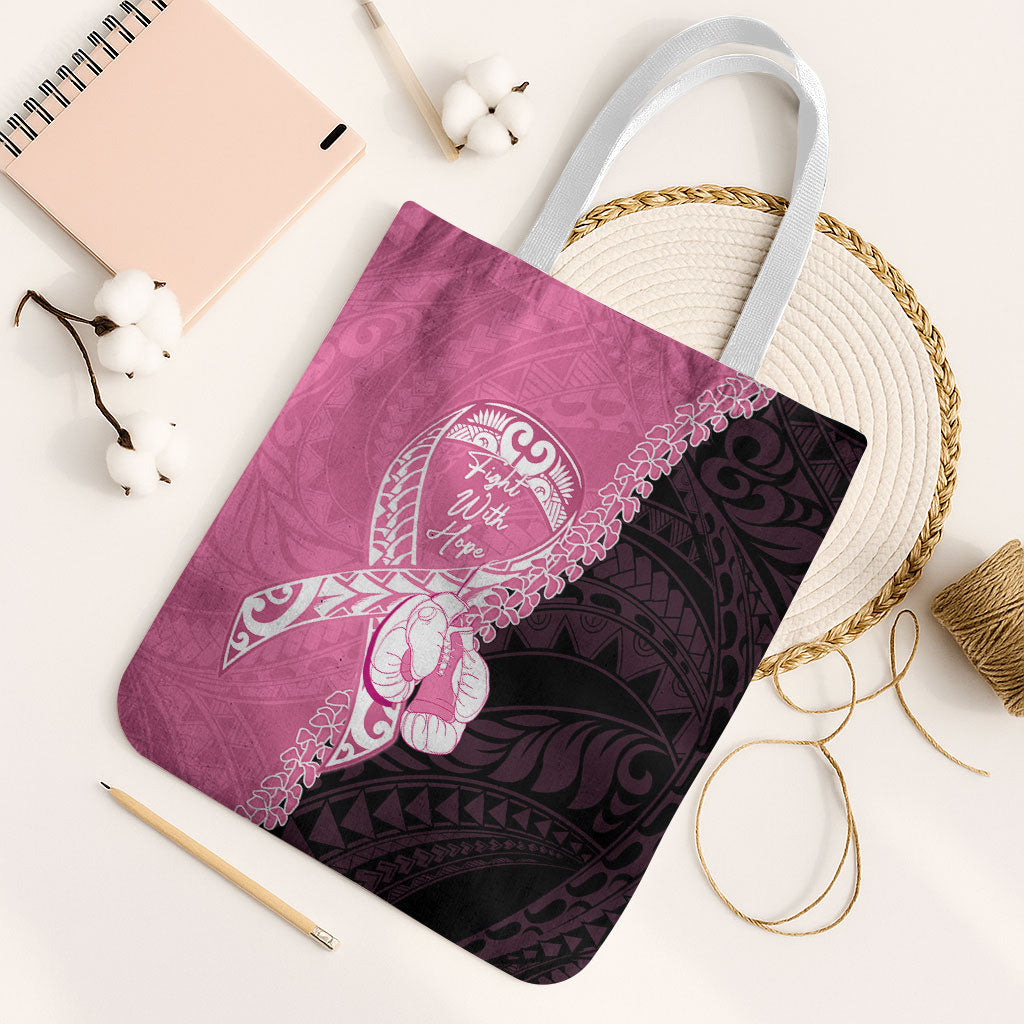 Polynesia Breast Cancer Awareness Tote Bag Fight With Hope Pink Ribbon Boxing Gloves