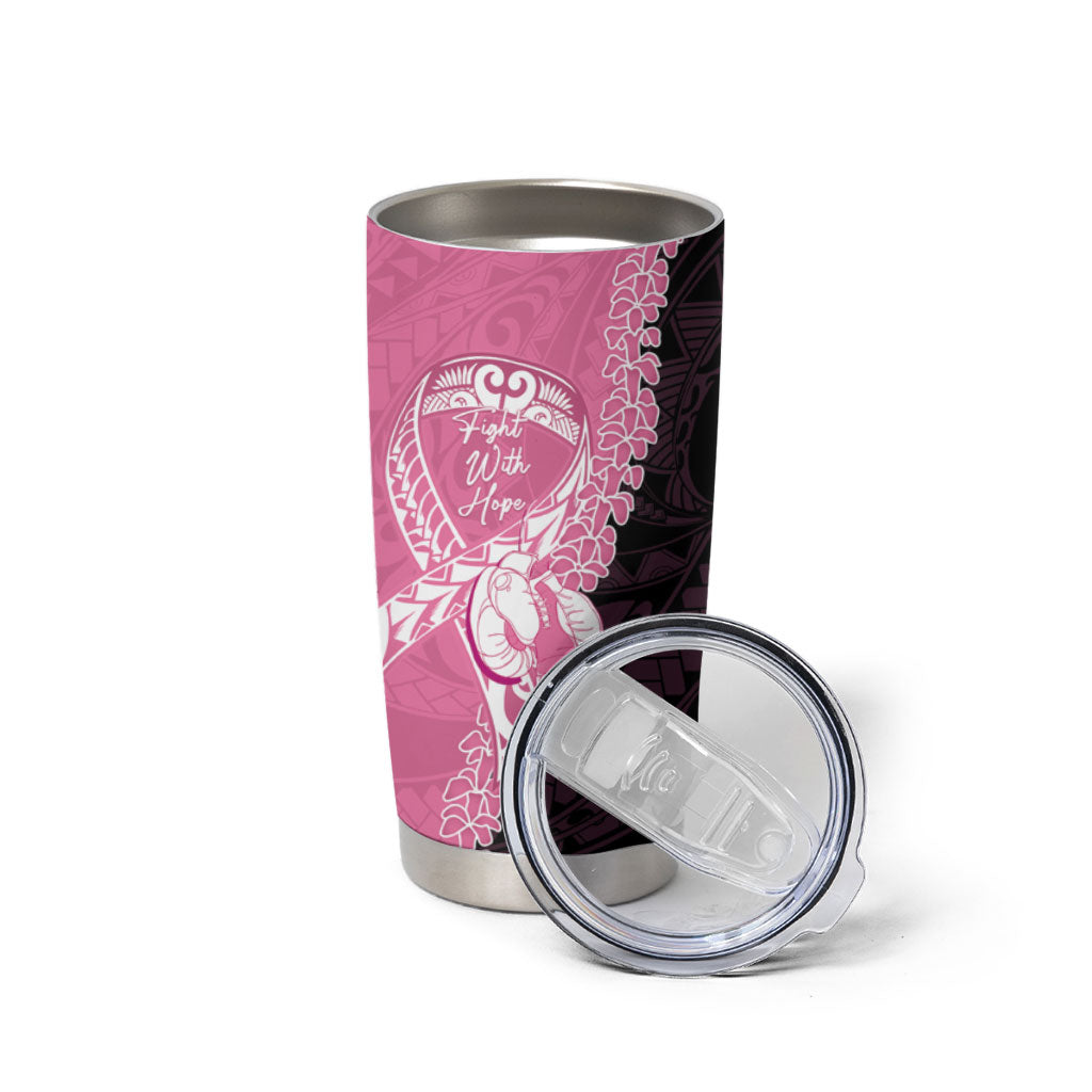 Personalised Polynesia Breast Cancer Awareness Tumbler Cup Fight With Hope Pink Ribbon Boxing Gloves