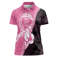 Personalised Polynesia Breast Cancer Awareness Women Polo Shirt Fight With Hope Pink Ribbon Boxing Gloves