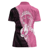 Personalised Polynesia Breast Cancer Awareness Women Polo Shirt Fight With Hope Pink Ribbon Boxing Gloves